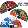 Puerto Rican Folding Fans| 3 - Suitable For Outdoor Activities & Parties . Props, Summer Cooling & Fashion Accessories